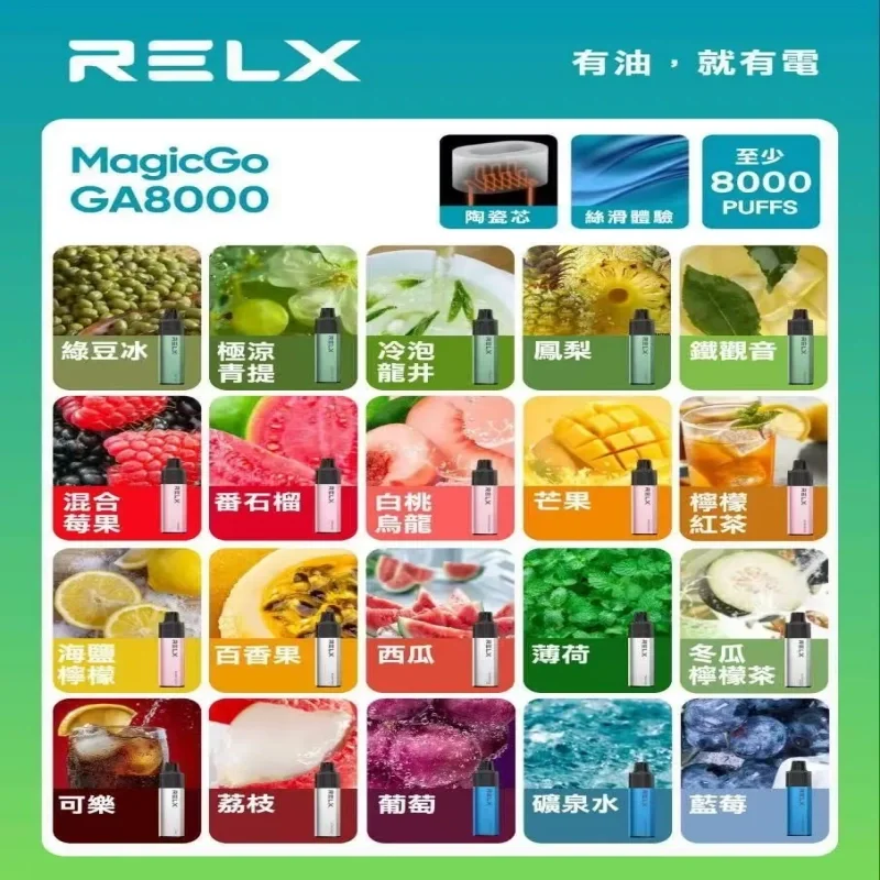 RELX GA8000 悅刻一次性電子煙｜8000口免充電、陶瓷芯